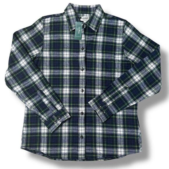 NWT L.L. Bean Scotch Plaid Shirt Women’s Reg S Relaxed Gordon Green Cotton $99 - Picture 2 of 10